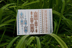 Indie Henna Rose Gold and Silver Temporary Metallic Tattoos